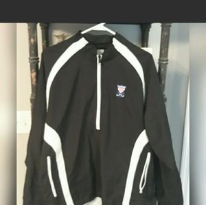 Footjoy Golf Jacket Windbreaker Pullover 1894 Logo Cardinal Bank Sz M Black...